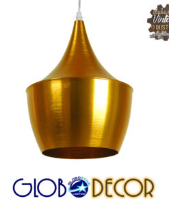 GloboStar® SHANGHAI GOLD 01544 Μοντέρνο Κρεμαστό Φωτιστικό Οροφής Μονόφωτο 1 x E27 Χρυσό Μεταλλικό Καμπάνα Φ24 x Y30cm