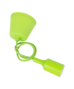 GloboStar® CABLITO 61557 Μοντέρνο Κρεμαστό Φωτιστικό Οροφής Μονόφωτο 1 x E27 Πράσινο Λαχανί Σιλικόνης Ανάρτηση με Υφασμάτινο Καλώδιο Φ4 x Υ110cm