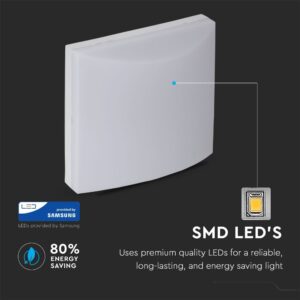 LED Φωτιστικό Τοίχου με Αυτοκόλλητα Αριθμούς- Γράμματα & Αισθητήρα Νύχτας-Μέρας 10W V-TAC PRO Samsung Chip IP54 800lm Θερμό Λευκό 3000K – 780