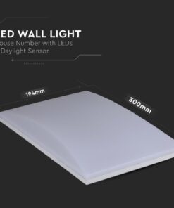 LED Φωτιστικό Τοίχου με Αυτοκόλλητα Αριθμούς- Γράμματα & Αισθητήρα Νύχτας-Μέρας 10W V-TAC PRO Samsung Chip IP54 800lm Θερμό Λευκό 3000K – 780