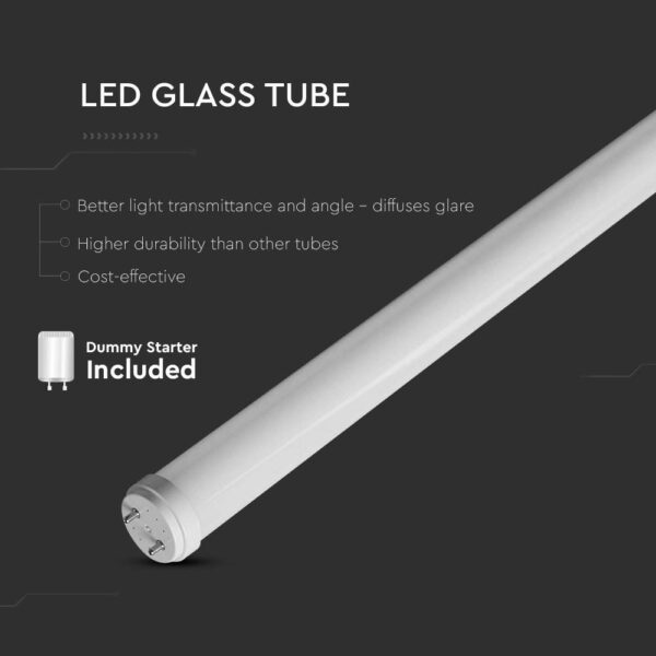 Λάμπα LED G13 T8 SMD γυάλινη 18W 1200mm θερμό 3000K 25τμχ/Κουτί V-TAC – 2981