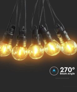 Ηλιακό Αδιάβροχο Φωτιστικό Γιρλάντα 12m με 10 Λάμπες V-TAC IP44 Θερμό Λευκό 3000K με Τηλεχειριστήριο – 7804