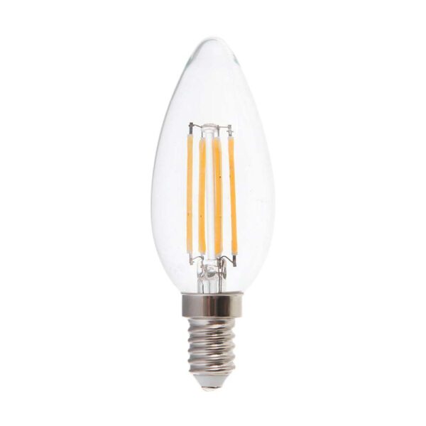 Λάμπα LED E14 κερί filament 5.5W θερμό λευκό 3000K γυαλί διάφανο V-TAC - 7806