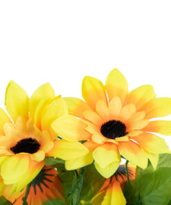 GloboStar® 78115 Τεχνητό Κρεμαστό Φυτό Διακοσμητική Γιρλάντα Λουλουδιών με 10 Κίτρινα Ηλιοτρόπια & Πράσινο Φύλλωμα Μ12 x Π12 x Υ250cm