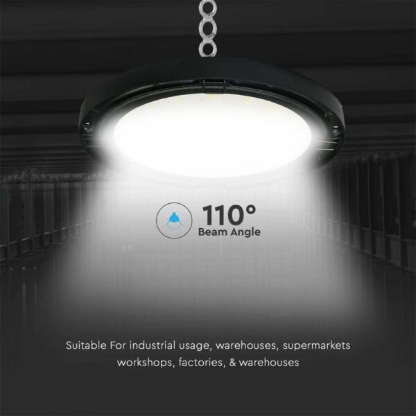 LED Καμπάνα Μαύρη 200W V-TAC 110° 20400lm IP65 Φυσικό Λευκό 4000K – 7812