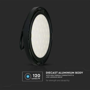 LED Καμπάνα Μαύρη 200W V-TAC 110° 20400lm IP65 Φυσικό Λευκό 4000K – 7812