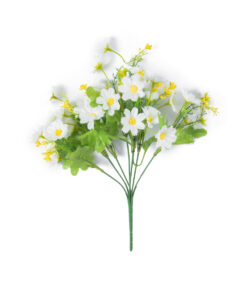 GloboStar® 78200 Τεχνητό Φυτό Μπουκέτο Διακοσμητικών Λουλουδιών με 10 Λευκές και Κίτρινες Μαργαρίτες Μ27 x Π27 x Υ33cm