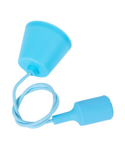 GloboStar® CABLITO 61559 Μοντέρνο Κρεμαστό Φωτιστικό Οροφής Μονόφωτο 1 x E27 Γαλάζιο Σιλικόνης Ανάρτηση με Υφασμάτινο Καλώδιο Φ4 x Υ110cm