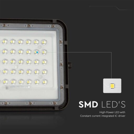V‑TAC 7824 Ηλιακός Προβολέας LED 4000K 800lm 6000mAh 10W Panel Τηλεχειριστήριο Μαύρο IP65