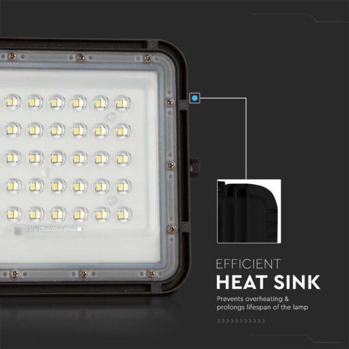 V‑TAC 7824 Ηλιακός Προβολέας LED 4000K 800lm 6000mAh 10W Panel Τηλεχειριστήριο Μαύρο IP65