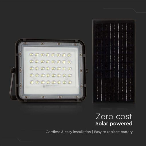 V‑TAC 7824 Ηλιακός Προβολέας LED 4000K 800lm 6000mAh 10W Panel Τηλεχειριστήριο Μαύρο IP65