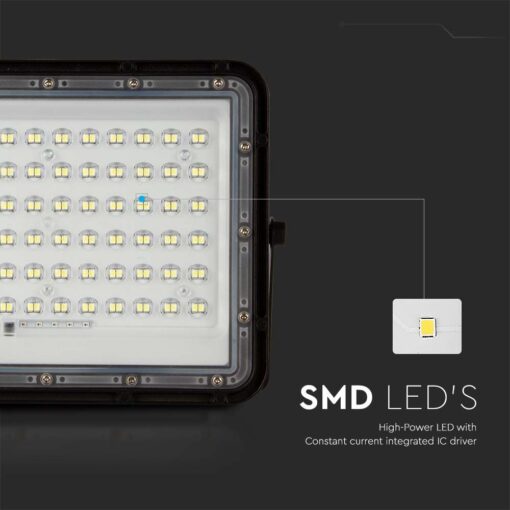 LED ηλιακός προβολέας 15W φυσικό λευκό 4000K με μαύρο σώμα και χειριστήριο V-TAC 7826
