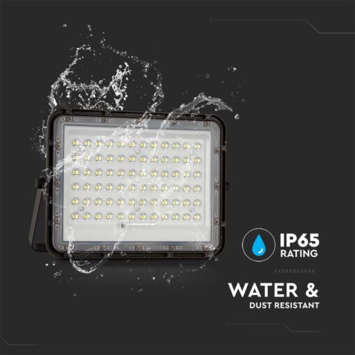 LED ηλιακός προβολέας 15W φυσικό λευκό 4000K με μαύρο σώμα και χειριστήριο V-TAC 7826
