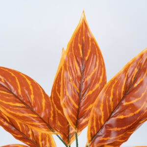 GloboStar® AGLAONEMA ORANGE 78265 Τεχνητό Φυτό Αγλαόνημα Πορτ. – Μπουκέτο Διακοσμητικών Φυτών – Κλαδιών με Φύλλωμα Πορτοκαλί Υ30cm