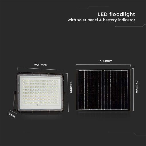 V‑TAC 7828 Ηλιακός Προβολέας LED 4000K 1800lm 16000mAh 20W Panel Τηλεχειριστήριο Μαύρο IP65