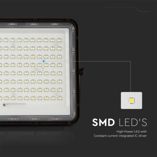 V‑TAC 7828 Ηλιακός Προβολέας LED 4000K 1800lm 16000mAh 20W Panel Τηλεχειριστήριο Μαύρο IP65