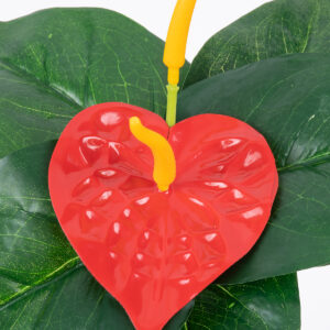 GloboStar® FLAMINGO FLOWER 78293 Τεχνητό Φυτό Ανθούριο – Μπουκέτο Διακοσμητικών Φυτών – Κλαδιών με Φύλλωμα Πράσινο – Πορτοκαλί – Κόκκινο Υ26cm