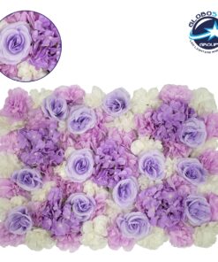 GloboStar® 78305 Συνθετικό Πάνελ Φυλλωσιάς – Κάθετος Κήπος Τριαντάφυλλο – Ορτανσία – Βιολέτα Μ60 x Υ40 x Π7cm