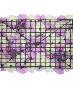 GloboStar® 78305 Συνθετικό Πάνελ Φυλλωσιάς – Κάθετος Κήπος Τριαντάφυλλο – Ορτανσία – Βιολέτα Μ60 x Υ40 x Π7cm