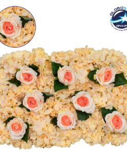 GloboStar® 78312 Συνθετικό Πάνελ Φυλλωσιάς – Κάθετος Κήπος Τριαντάφυλλο – Ορτανσία Μ60 x Υ40 x Π7cm