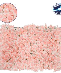 GloboStar® 78325 Συνθετικό Πάνελ Φυλλωσιάς – Κάθετος Κήπος Ορτανσία Ροζ/Απαλό Ροζ Μ60 x Υ40 x Π5cm