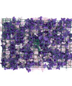 GloboStar® 78329 Artificial – Συνθετικό Τεχνητό Διακοσμητικό Πάνελ Λουλουδιών – Κάθετος Κήπος Ορτανσία – Ροζ – Μωβ Μ60 x Υ40 x Π5cm