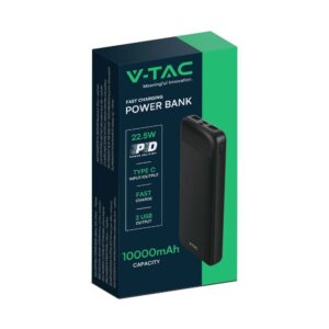 Power Bank με Fast Charging 10000mAh Μαύρο V-TAC με 2 USB – 7833