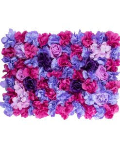 GloboStar® 78332 Artificial – Συνθετικό Τεχνητό Διακοσμητικό Πάνελ Λουλουδιών – Κάθετος Κήπος Τριαντάφυλλο – Ορτανσία – Βιολέτα – Φουξια – Μωβ – Γαλάζιο Μ60 x Υ40 x Π7cm