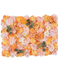GloboStar® Artificial Garden ROSES STORY ORANGE 78333 Τεχνητό Διακοσμητικό Πάνελ Λουλουδιών – Κάθετος Κήπος σύνθεση Αμβροσία Μ60 x Π40 x Υ6cm