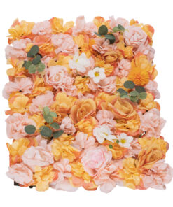 GloboStar® Artificial Garden ROSES STORY ORANGE 78333 Τεχνητό Διακοσμητικό Πάνελ Λουλουδιών – Κάθετος Κήπος σύνθεση Αμβροσία Μ60 x Π40 x Υ6cm