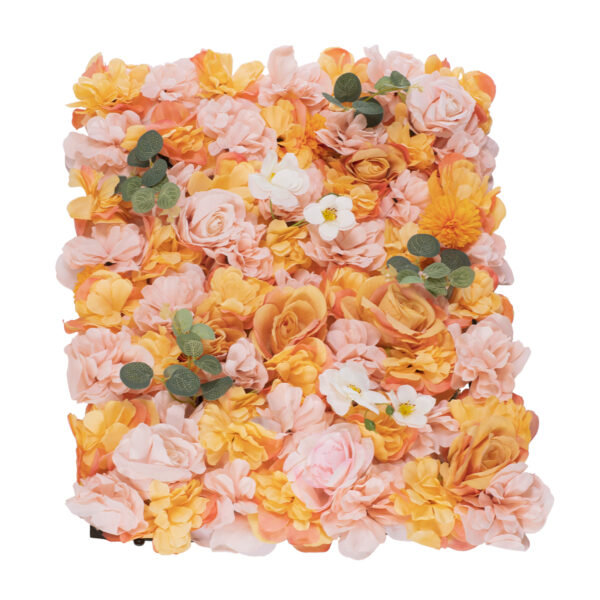 GloboStar® Artificial Garden ROSES STORY ORANGE 78333 Τεχνητό Διακοσμητικό Πάνελ Λουλουδιών – Κάθετος Κήπος σύνθεση Αμβροσία Μ60 x Π40 x Υ6cm