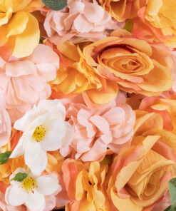 GloboStar® Artificial Garden ROSES STORY ORANGE 78333 Τεχνητό Διακοσμητικό Πάνελ Λουλουδιών – Κάθετος Κήπος σύνθεση Αμβροσία Μ60 x Π40 x Υ6cm