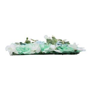 GloboStar® Artificial Garden ROSES STORY BLUE 78334 Τεχνητό Διακοσμητικό Πάνελ Λουλουδιών – Κάθετος Κήπος σύνθεση Αμβροσία Μ60 x Π40 x Υ6cm