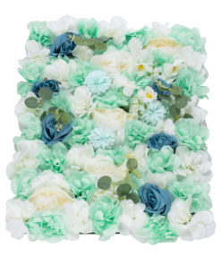 GloboStar® Artificial Garden ROSES STORY BLUE 78334 Τεχνητό Διακοσμητικό Πάνελ Λουλουδιών – Κάθετος Κήπος σύνθεση Αμβροσία Μ60 x Π40 x Υ6cm