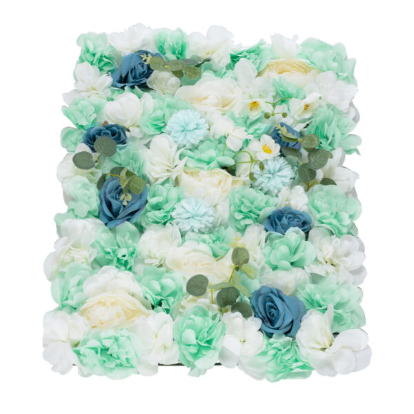 GloboStar® Artificial Garden ROSES STORY BLUE 78334 Τεχνητό Διακοσμητικό Πάνελ Λουλουδιών – Κάθετος Κήπος σύνθεση Αμβροσία Μ60 x Π40 x Υ6cm