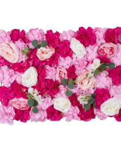 GloboStar® Artificial Garden ROSALIE 78335 Τεχνητό Διακοσμητικό Πάνελ Λουλουδιών – Κάθετος Κήπος σύνθεση Ροζαλί Μ60 x Π40 x Υ6cm