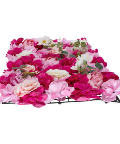 GloboStar® Artificial Garden ROSALIE 78335 Τεχνητό Διακοσμητικό Πάνελ Λουλουδιών – Κάθετος Κήπος σύνθεση Ροζαλί Μ60 x Π40 x Υ6cm