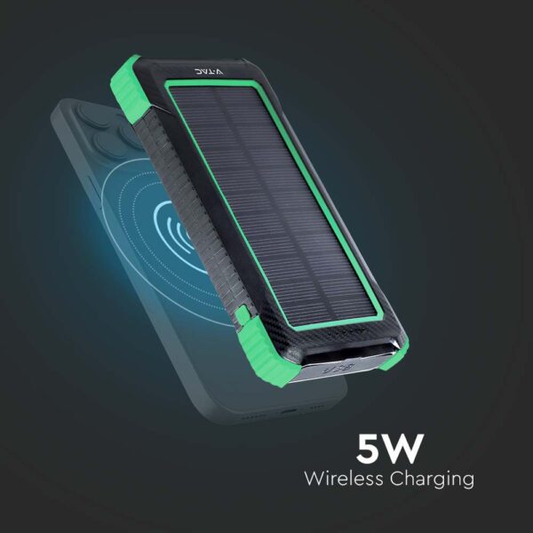Ηλιακό Power Bank 10000mAh και 2 Θύρες Type-C/Micro USB  Μαύρο V-TAC – 7835