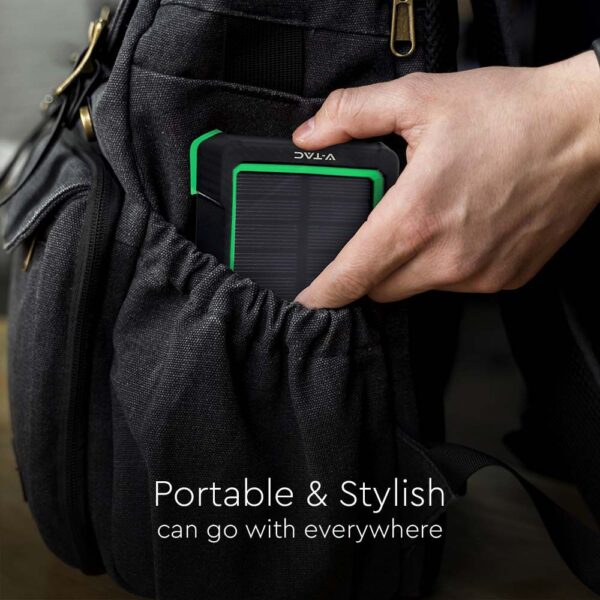 Ηλιακό Power Bank 10000mAh και 2 Θύρες Type-C/Micro USB  Μαύρο V-TAC – 7835