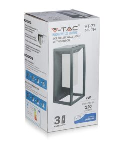Επιτοίχιο Φωτιστικό LED 2W 3000K Ηλιακό με Aνιχνευτή Φωτός IP65 V-TAC – 784