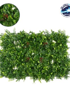 GloboStar® 78407 Συνθετικό Πάνελ Φυλλωσιάς – Κάθετος Κήπος Ίληξ – Νάνος Φτέρη – Κοράλι – Κουφέα Μ60 x Υ40 x Π10cm