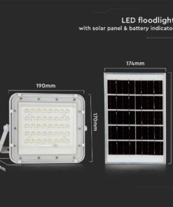 LED Ηλιακός Προβολέας 10W με Τηλεχειριστήριο V-TAC Λευκός IP65 800lm Ψυχρό Λευκό 6400K – 7841
