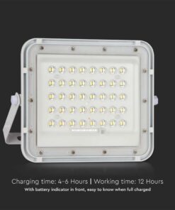 LED Ηλιακός Προβολέας 10W με Τηλεχειριστήριο V-TAC Λευκός IP65 800lm Ψυχρό Λευκό 6400K – 7841