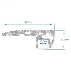 GloboStar® 70823-1M Προφίλ Αλουμινίου για Σκαλοπάτια Ανοδιωμένο με Λευκό Οπάλ Κάλυμμα για 1 Σειρά Ταινίας LED Πατητό – Press On 1 Μέτρο