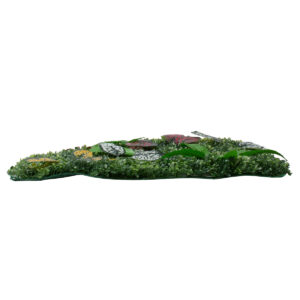 GloboStar® 78429 Artificial – Συνθετικό Τεχνητό Διακοσμητικό Πάνελ Φυλλωσιάς – Κάθετος Κήπος Πυξάρι – Φτέρη – Πόλκα – Λευκό – Κίτρινο – Κόκκινο Μ60 x Υ40 x Π7cm