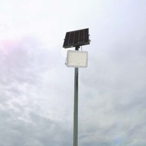 LED ηλιακός προβολέας 15W ψυχρό λευκό 6400K με λευκό σώμα και χειριστήριο V-TAC – 7843