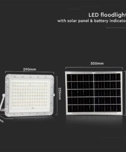 LED Ηλιακός Προβολέας 20W με Τηλεχειριστήριο V-TAC Λευκός IP65 1800lm Ψυχρό Λευκό 6400K – 7845