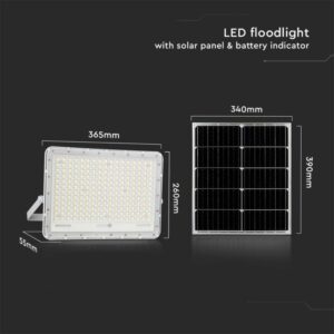 LED ηλιακός προβολέας 30W ψυχρό λευκό 6400K με λευκό σώμα και χειριστήριο V-TAC – 7847
