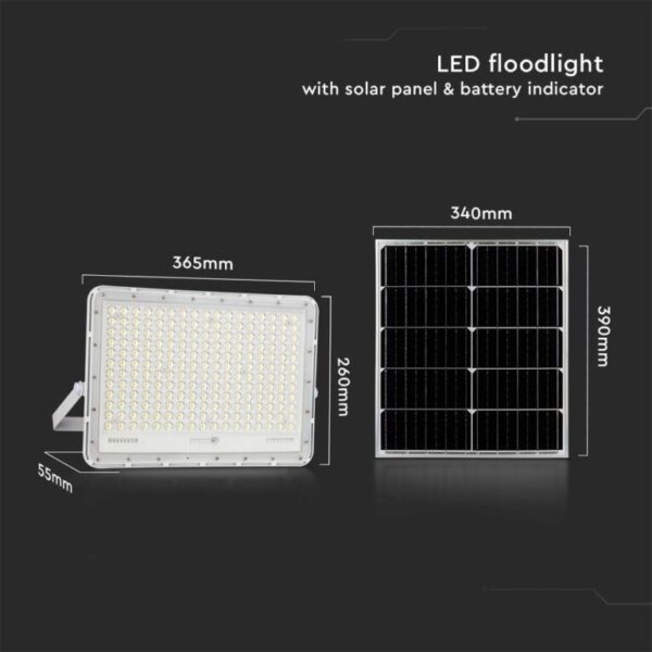 LED ηλιακός προβολέας 30W ψυχρό λευκό 6400K με λευκό σώμα και χειριστήριο V-TAC – 7847