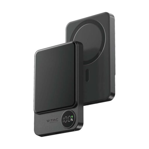 Μαγνητικό Power Bank με Ασύρματη Φόρτιση 10000mAh Σκούρο Γκρι V-TAC – 7849